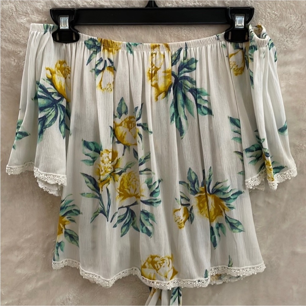 Blush Boutique Yellow Roses with Open Tie Back Top